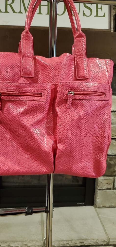 NEIMAN MARCUS FAUX SNAKE SKIN pink bag